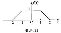 已知f（t)的波形如图J4．22所示，求（1)f（t)的傅里叶变换F1（jω)；（2)f（6—2t)