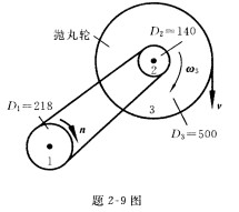 抛丸器的传动系统如题2—9图所示，已知n=1450r／min。试求抛丸轮边缘的速度a。 请帮忙给出正