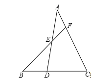 如图，BD=CD，AE∶DE=1∶2，延长BE交AC于F，且AF=5cm，则AC的长为()。