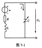收音机的输入调谐电路模型如图7－1所示，已知u＝80sin 1．4×10πtμV，R＝25Ω，L＝0