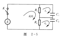求下列积分方程的解． 如图2—5所示的电路，在t=0时接人直流电源E，求回路中电流i（t)．如图2—