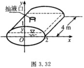在水平放置的椭圆底柱形容器内储存某种液体，容器的尺寸如图32所示，其中椭圆方程为x2／4＋y2＝1（
