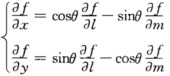 设函数z＝f（x，－y)在点P（x，y)处可微，从x轴正向到向量l的转角为θ，从x轴的正向到向量m的