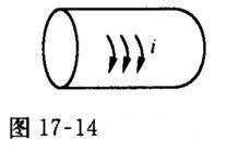 图17－14所示为无限长直圆筒，沿圆周方向上的面电流密度（沿轴单位长度上的电流)为i，则圆筒内部的磁