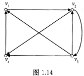 设有向图D的图形如图1．14所示，求B=A2。 