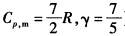 298K，1 mol O2从101．325Pa绝热可逆压缩到6×101 325Pa，求Q、W、△U、