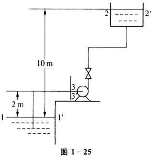 如图1—25所示，在管路系统中装有离心泵。吸人管路为φ89 mm×4．5 mm，压出管路为φ68 m