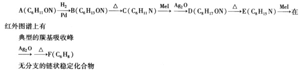 根据下面提供的数据和信息，写出下列式子中A～F的结构式。 