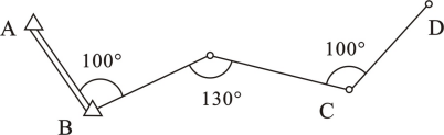 如图所示支导线，AB边的坐标方位角为α=125°30′30，转折角如图，则CD边的坐标方位角αCD为