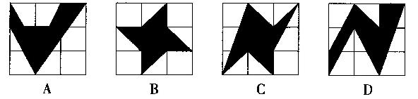 下图中，每个小正方形网格都是边长为l的小正方形，则阴影部分面积最小的是：A.A.AB.B.BC.C.