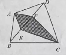 四边形ABCD的对角线BD被E、F两点三等分，且四边形AECF的面积为15平方厘米。求四边形ABCD