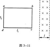 如图3－11所示，一个电阻R=0．2Ω的矩形线圈abcd，边长分别为l1=0．3m，l2=0．2m，