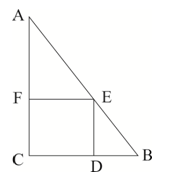 如图，直角三角形ABC中，∠C=90︒，AC=8厘米，BC=6厘米，正方形CDEF的顶点D、E、F在