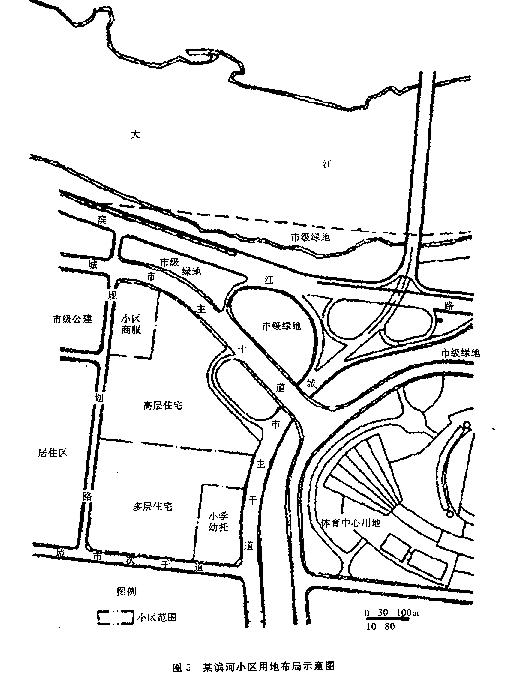 试题六（共l5分)某房地产开发商拟在滨河地段规划建设一居住小区，用地面积约l8hm2，提出了一个用地