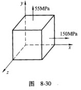 有一厚度为6mm的钢板在两个垂直方向受拉，拉应力分别为150MPa与55MPa。钢材的E=210GP
