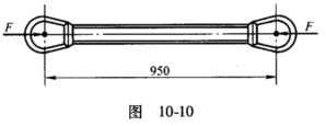 图10－10所示为某飞机起落架中承受轴向压力的斜撑杆。杆件为空心圆管，外径D=52mm、内径d=44