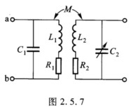 如图2．5．7所示的电路形式，已知L1=L2=100μH，R1=R2=5Ω，M=1μH，ω01=ω0