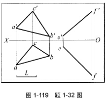 如图1－119所示，在直线EF上找一点K，使点K与平面三角形ABC的距离为一定长L。如图1-119所