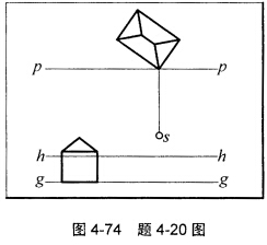 如图4—74所示，用量点法作建筑形体的两点透视。 