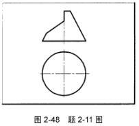 如图2—48所示，完成被截圆台的H面投影，并补作W面投影。 