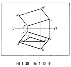 如图1一3 8所示，完成平面图形ABCD上的三角形EFG的正面投影。 请帮忙给出正确答案和分析，谢谢