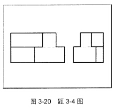 如图3—20所示，分析视图，想出形体，补画第三视图。 
