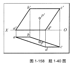 如图1－158所示，过平面ABCD内的一点P作一直线与H面夹角为30°。如图1-158所示，过平面A
