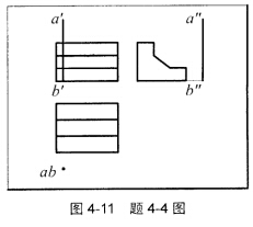 如图4—11所示，完成直线AB在台阶上的落影。 