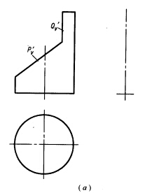 已知被截切的圆柱正面投影，完成其水平投影和侧面投影（图（a))。已知被截切的圆柱正面投影，完成其水平