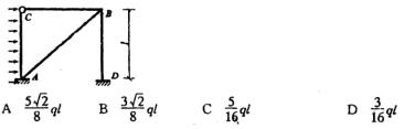 下图所示结构不计轴向变形，各杆EI相同，AB杆的轴力为 （)下图所示结构不计轴向变形，各杆EI相同，