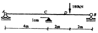 下图所示简支梁E=20GPa，矩形截面b×h=20cm×50cm，在梁的中点处距离梁底1cm有一刚性