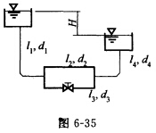 （哈尔滨工业大学2006年秋季学期期末考试试题)求如图6—35所示管路系统中的输水流量qv，已知H=