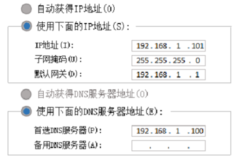 图为某网络的结构图，为使主机 1 连入因特网，下列对主机 1 的正确配置是()