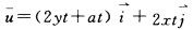 （北京航空航天大学2006年考研试题)已知流体的流动速度为式中a为常数，试求t=1时，过（0，b)点