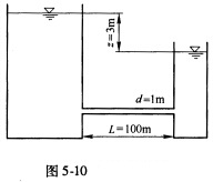 设有两个圆柱形容器，如图5－10所示。左边的一个横断面面积为100m2，右边的一个横断面面积为50m