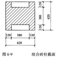 一刚性方案房屋的柱，采用组合砖砌体，截面为620×620mm（如图6－9)，柱的计算高度为6．5m，