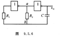 图9．5．6所示为CMOS反相器构成的多谐振荡器，试分析其工作原理，求出振荡周期的计算公式。 请帮忙