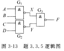 电路如图3—13所示，各门电路均为74LS00，试给出在下列情况下，X、Y和F的电平值的变化范围： 