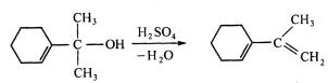 2一（1一环己烯基)一2一丙醇在硫酸中脱水反应的分子式为C9H14的共轭烯烃化合物，测得其紫外光谱λ