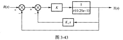 （中国科学院一中国科学技术大学2003年硕士研究生入学考试试题)控制系统方块图如图3－43所示。(中