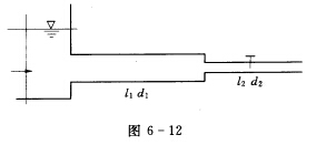 有一串联管道如图6—12所示，各管段的长度、管径、沿程阻力系数分别为：l1=125m，l2=75m，