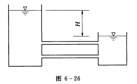 图6-26所示两个容器由两根直管相连，两管的管径、管长及糙率均相同，所以通过的流量相等。 ()此题为