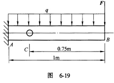 一正方形截面（160×160)的悬臂木梁，其尺寸及所受载荷如图6－19所示。q=2kN／m，F=5k