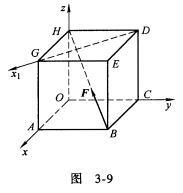 已知一正方体，各边长a，如图3．9所示， 沿对角线BH作用一个力F，则该力在x1轴上的投影为（)。已