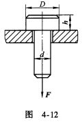 插销穿过水平放置的平板上的圆孔（见图4．12)， 在其下端受有拉力F，则插销的剪切面积和挤压面积插销