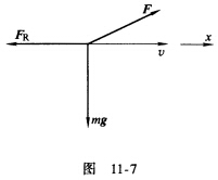 如图11．7所示，一飞机水平飞行时，空气阻力FR与速度平方成正比，当速度为1m／s时，这阻力等于0．