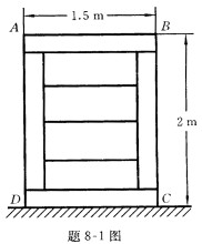 如题8—1图所示，一对称的矩形木箱，质量为2000kg，宽1．5m，高2m，如要使它绕棱边C（转轴垂