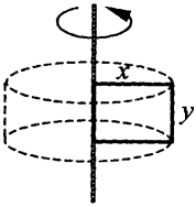 已知矩形相邻两边的长度分别为x,y，其周长为4.将矩形绕其一边旋转一周得一旋转体（如图）.问当x,y