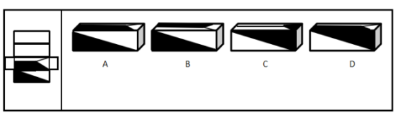 下列四个选项中，能由左边的纸板折叠而成的一项是（）。A.B.C.D.下列四个选项中，能由左边的纸板折