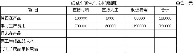 某造纸厂设纸浆、制纸和成品三个基本生产车间，纸浆车间生产的半成品纸浆转到制纸车间作为原材料，制纸车间